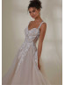 Beaded Lace Glitter Tulle Sheer Back Classic Wedding Dress